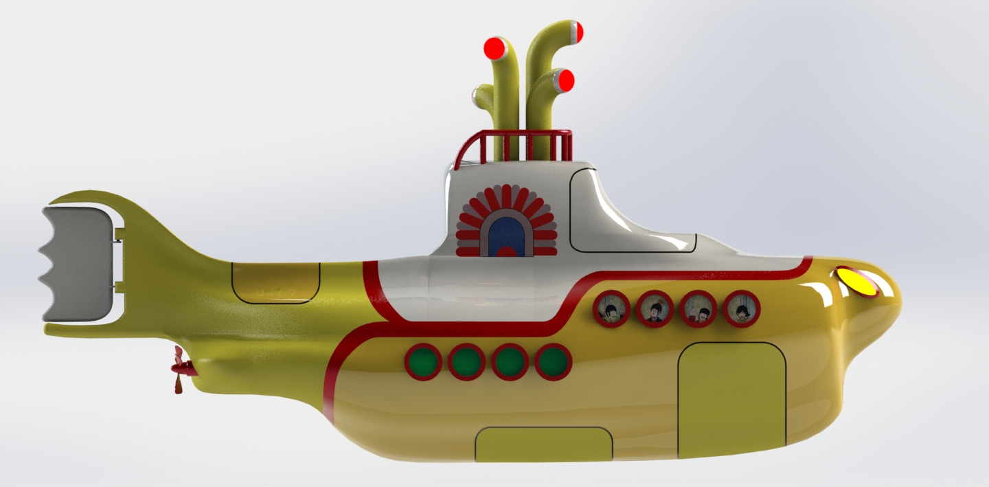 Yellow玩具小潜艇模型3D图纸 Solidworks设计